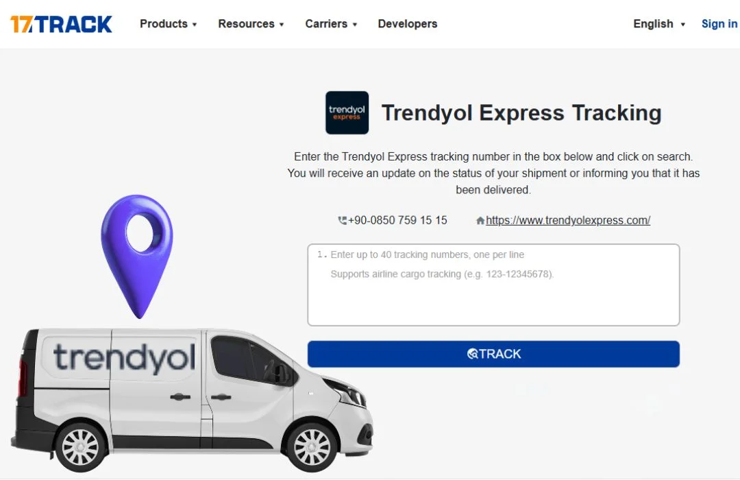 تتبع شحنة ترينديول عبر موقع 17TRACK